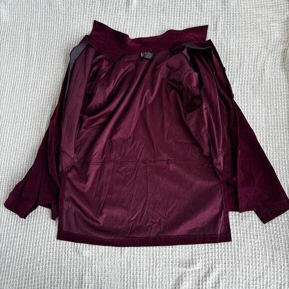 R&K Originals Burgundy Faux Suede Button Up Shirt Jacket L Soft Preppy Chic - Picture 8 of 8